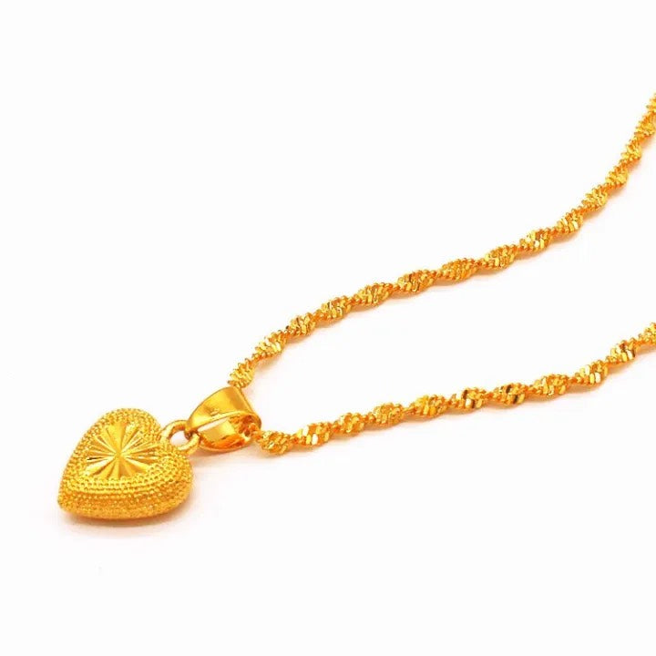24K Gold Royal Heart Necklace