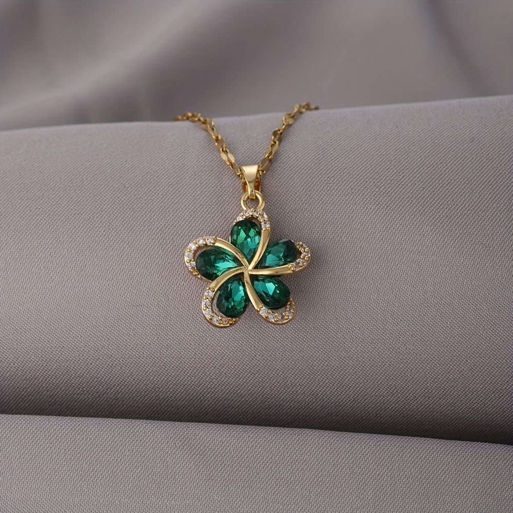 24K Gold Emerald Star Necklace