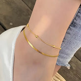 Golden Glow Double-Layer Anklet