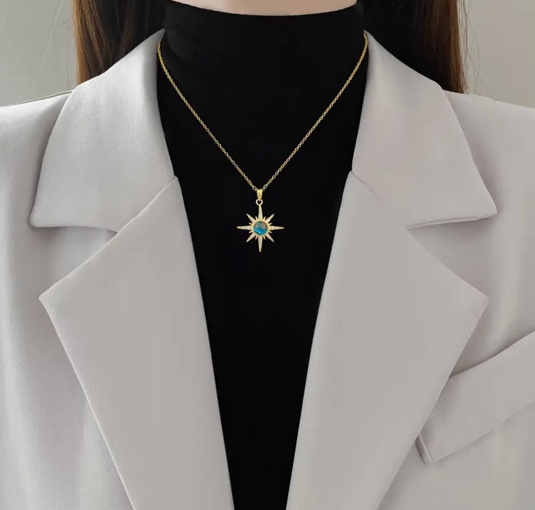 Avant-Garde Blue Zirconia Pendant Necklace