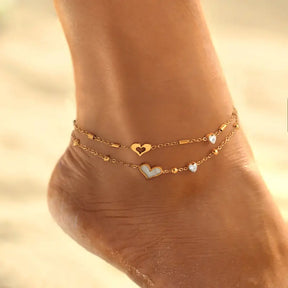 Golden Glow Heart Charm Anklet