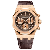 AP Royal Oak Rose Gold Chronograph Chocolate Dial - Leather Strap