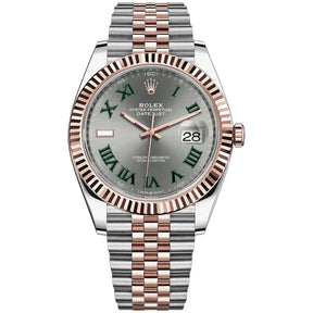 Rolex Datejust 41mm Rose Gold Grey Green Roman