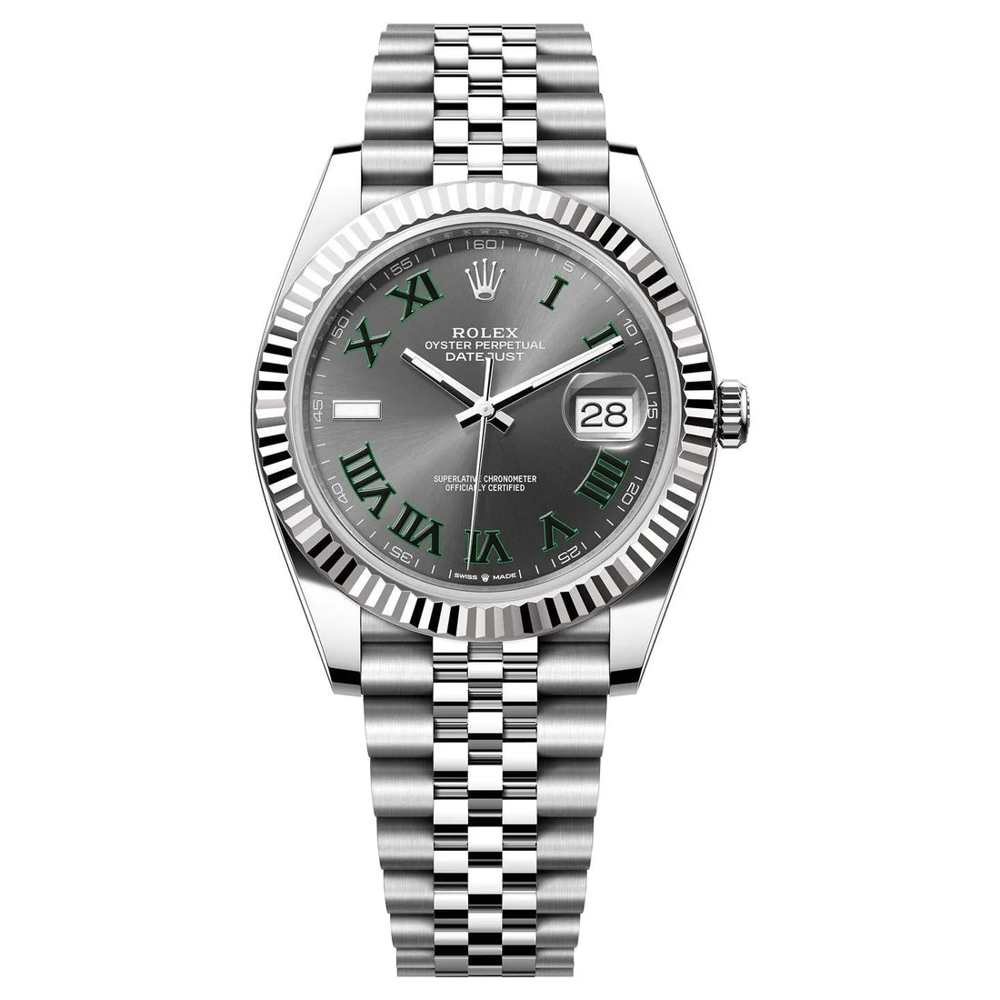 Rolex Datejust 41mm Grey Green Fluted Roman