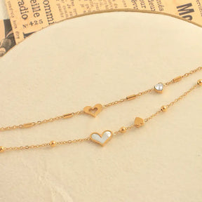 Golden Glow Heart Charm Anklet