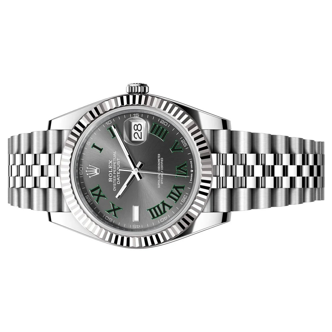 Rolex Datejust 41mm Grey Green Fluted Roman