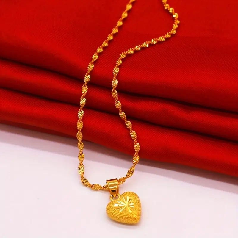 24K Gold Royal Heart Necklace