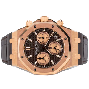 AP Royal Oak Rose Gold Chronograph Chocolate Dial - Leather Strap