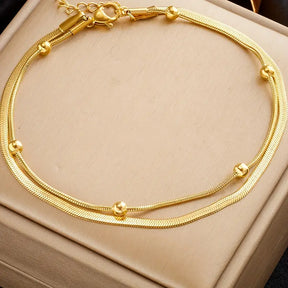 Golden Glow Double-Layer Anklet