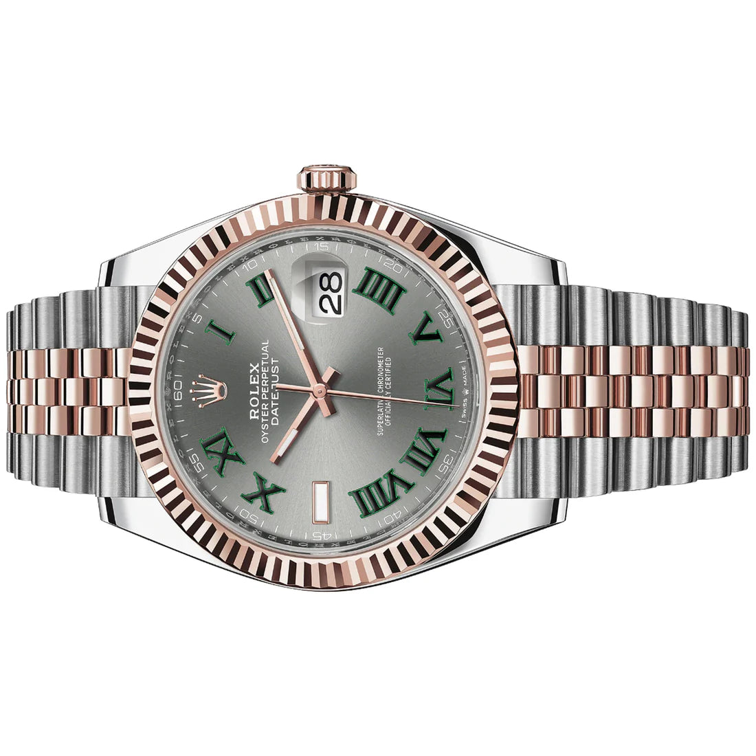 Rolex Datejust 41mm Rose Gold Grey Green Roman