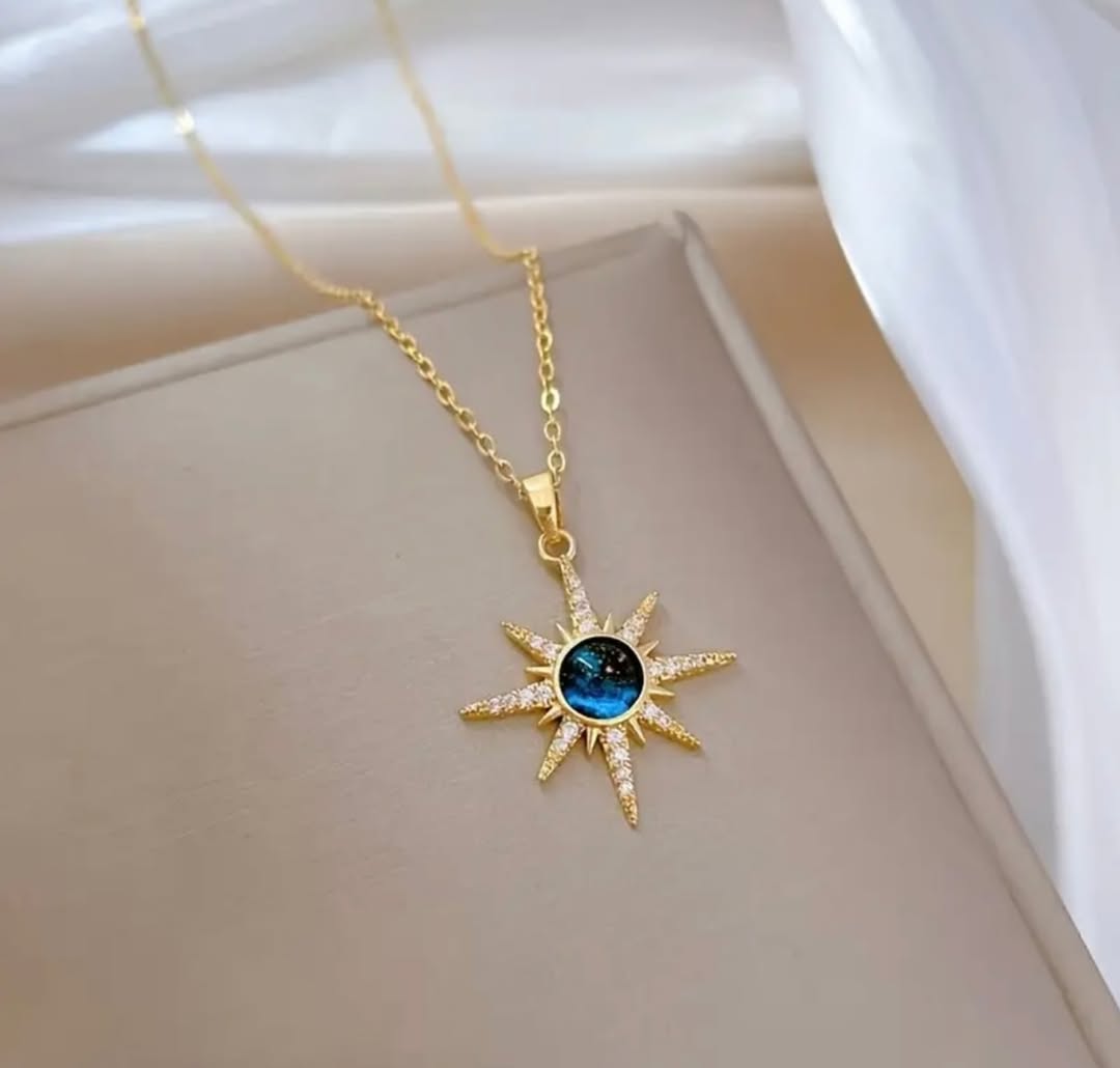 Avant-Garde Blue Zirconia Pendant Necklace