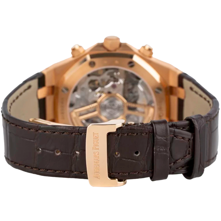 AP Royal Oak Rose Gold Chronograph Chocolate Dial - Leather Strap