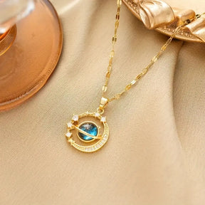 Celestial Starry Planet Pendant Necklace