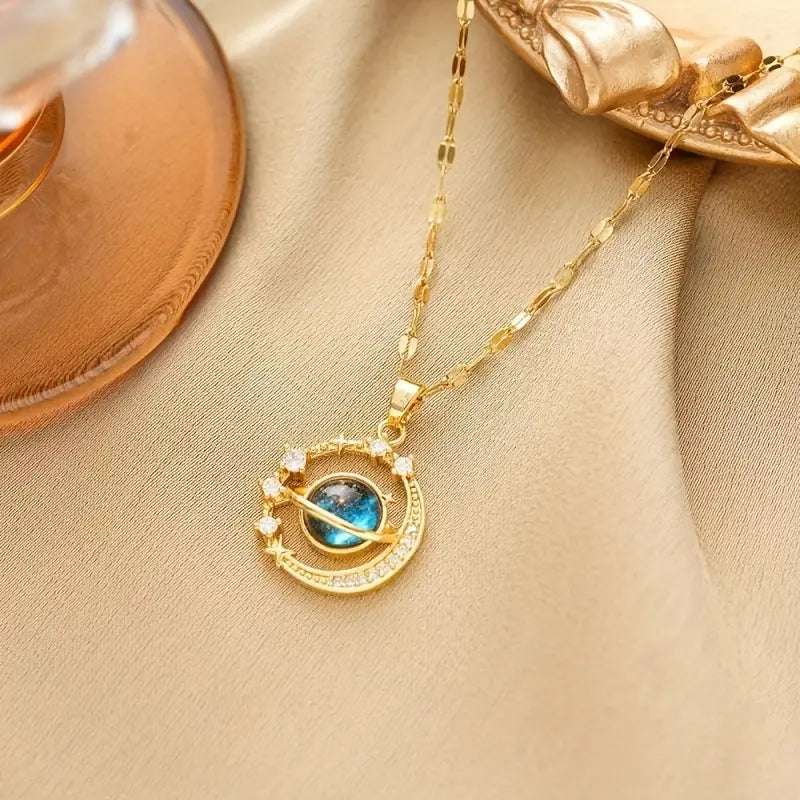 Celestial Starry Planet Pendant Necklace