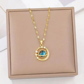 Celestial Starry Planet Pendant Necklace