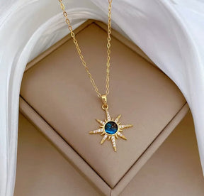 Avant-Garde Blue Zirconia Pendant Necklace