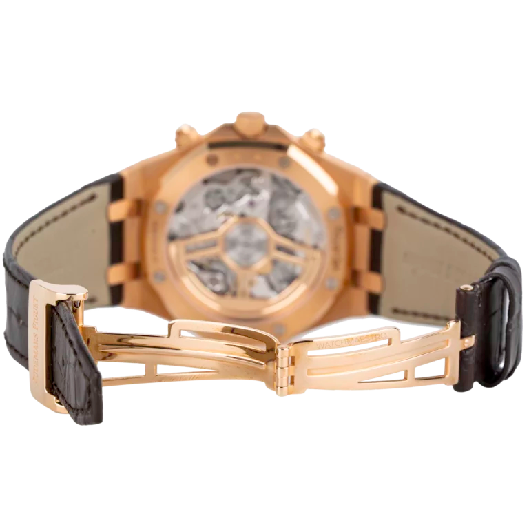 AP Royal Oak Rose Gold Chronograph Chocolate Dial - Leather Strap