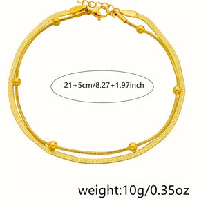 Golden Glow Double-Layer Anklet