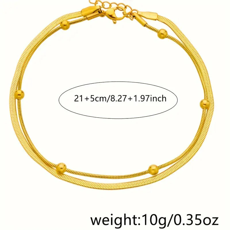 Golden Glow Double-Layer Anklet