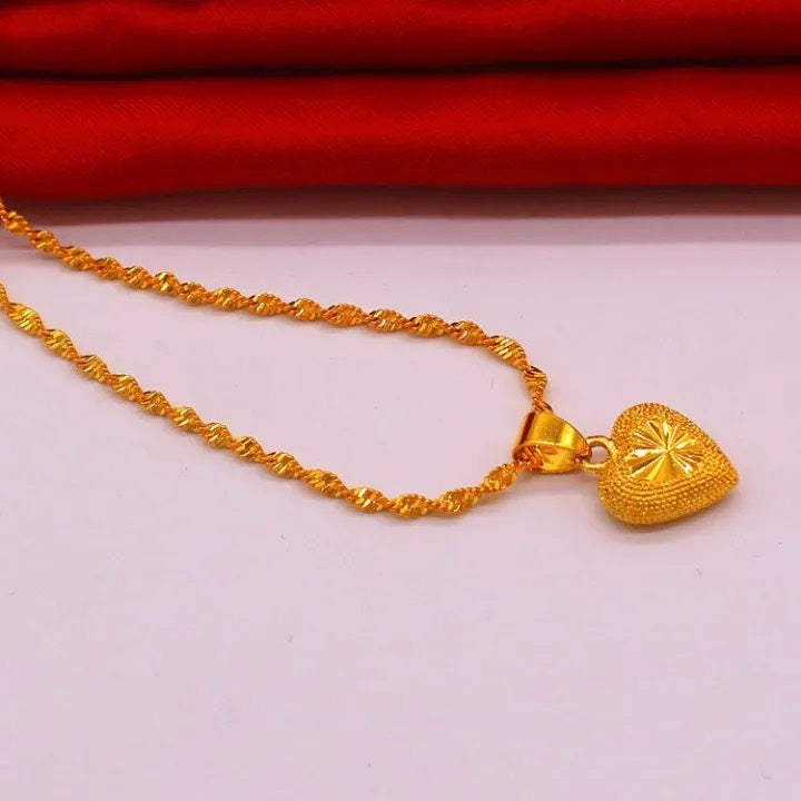 24K Gold Royal Heart Necklace