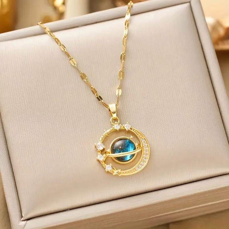 Celestial Starry Planet Pendant Necklace