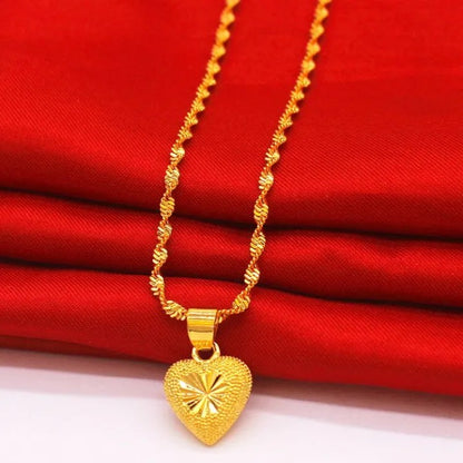 24K Gold Royal Heart Necklace