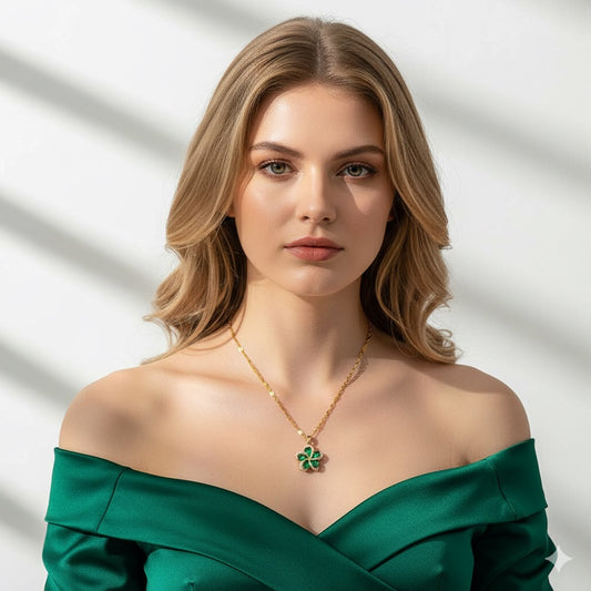 24K Gold Emerald Star Necklace